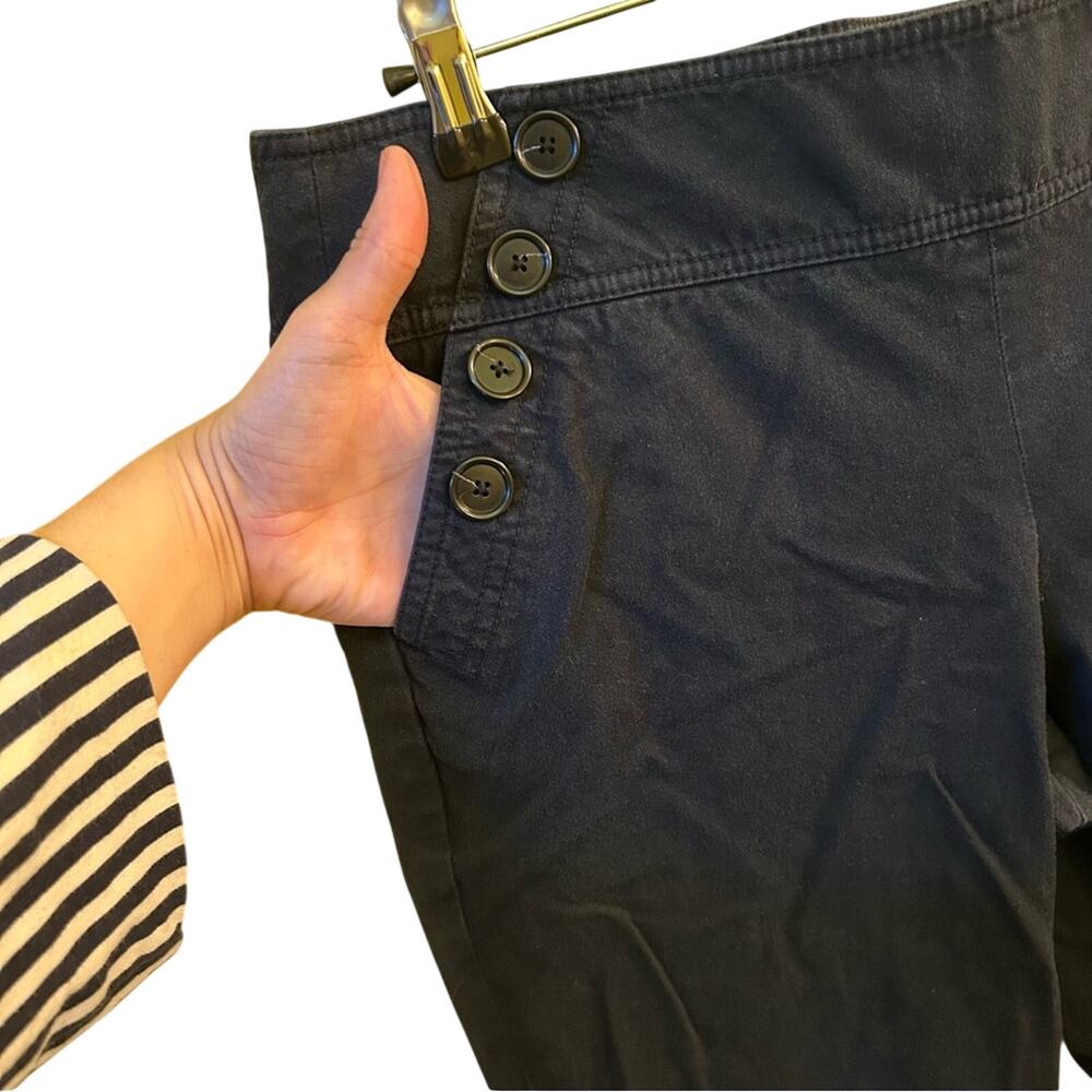 LOFT Navy Sailor Style Wide Leg Pants Size 10 High Waist Button Front Pockets - Picture 13 of 14